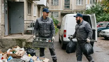 Изнасяне на чували с боклук от къщи Разград